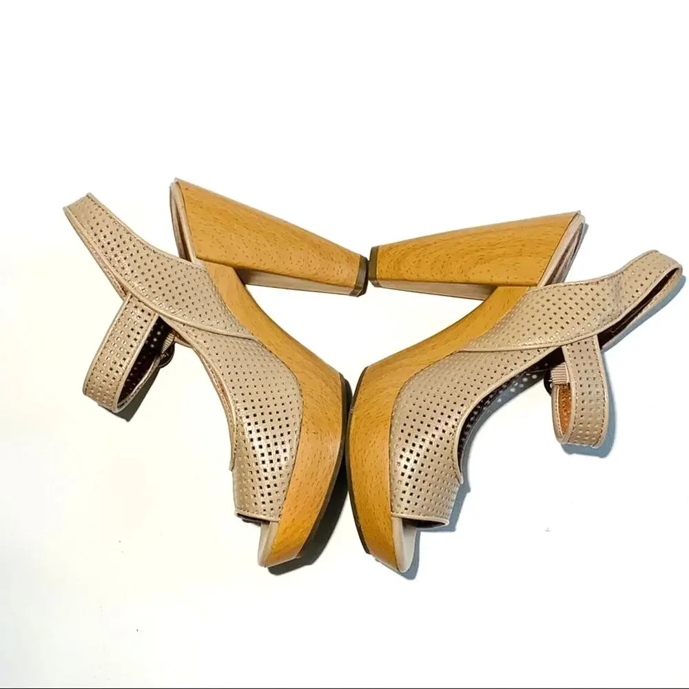 Lucky Brand Heels Sandals Shoes Meli Open Toe Leather Platform Sandals Size 8.5